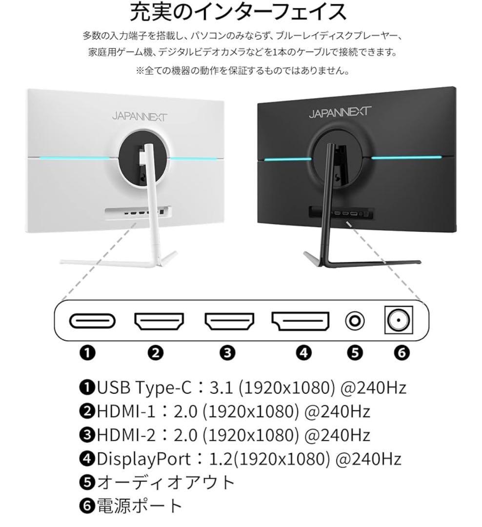 JAPANNEXT 23.8 モニターJN-238GT240FHDR-CW