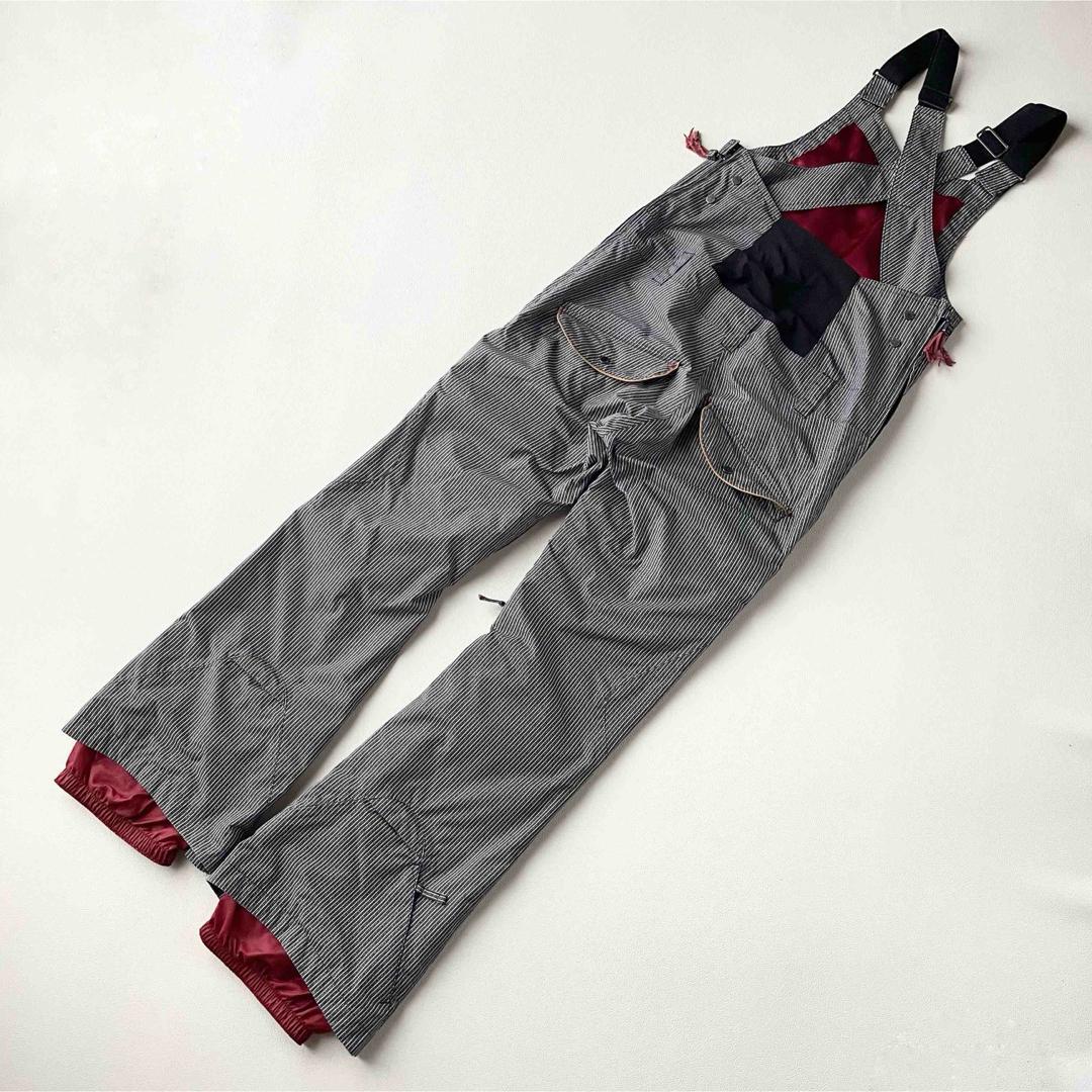 5463【美品】バートン　ビブパンツ ストライプ ヒッコリー ポーチ付き