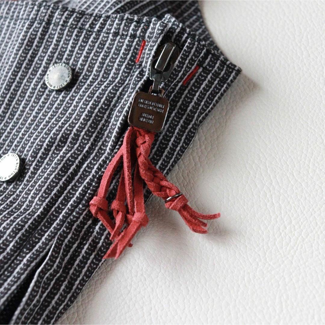 5463【美品】バートン　ビブパンツ ストライプ ヒッコリー ポーチ付き