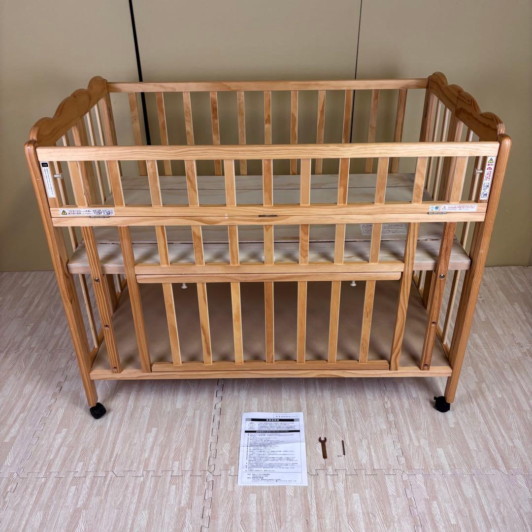 ★全て揃ってます★☆除菌清掃済☆綺麗☆大和屋　折りたたみベビーベッドFL　すのこ