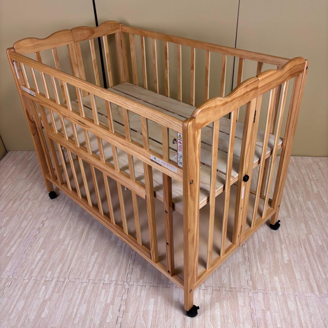 ★全て揃ってます★☆除菌清掃済☆綺麗☆大和屋　折りたたみベビーベッドFL　すのこ