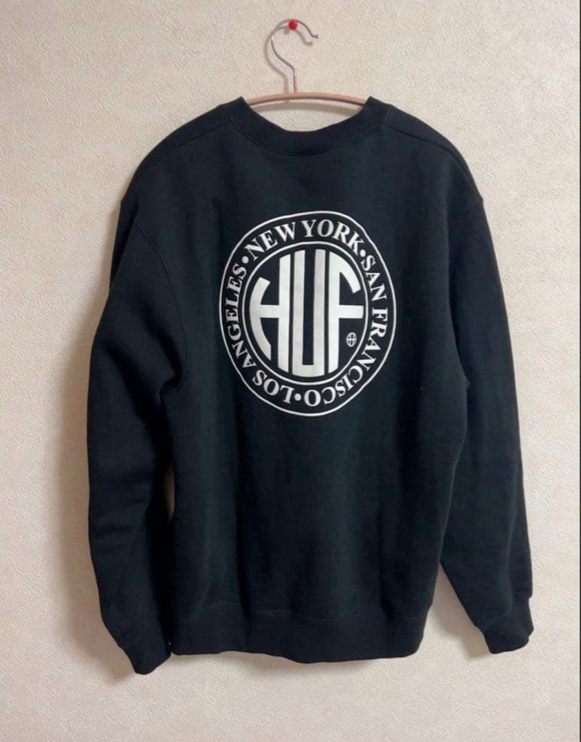 HUF ブラック 裏起毛 スウェット トレーナー M