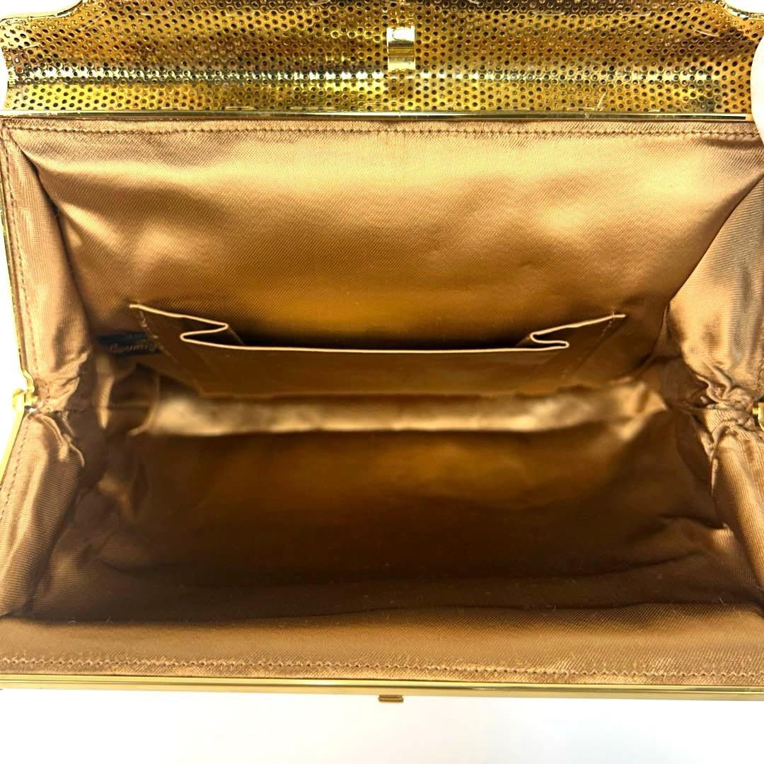 【未使用級】ルミーはしもと　ビーズバッグ　ブロンズ　ゴールドチェーン　ビジュー