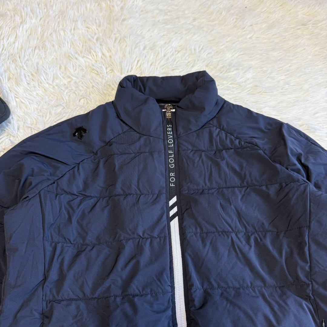 【デサントゴルフ】美品♡中綿ジャケット キルティング ジップロゴ ネイビー M