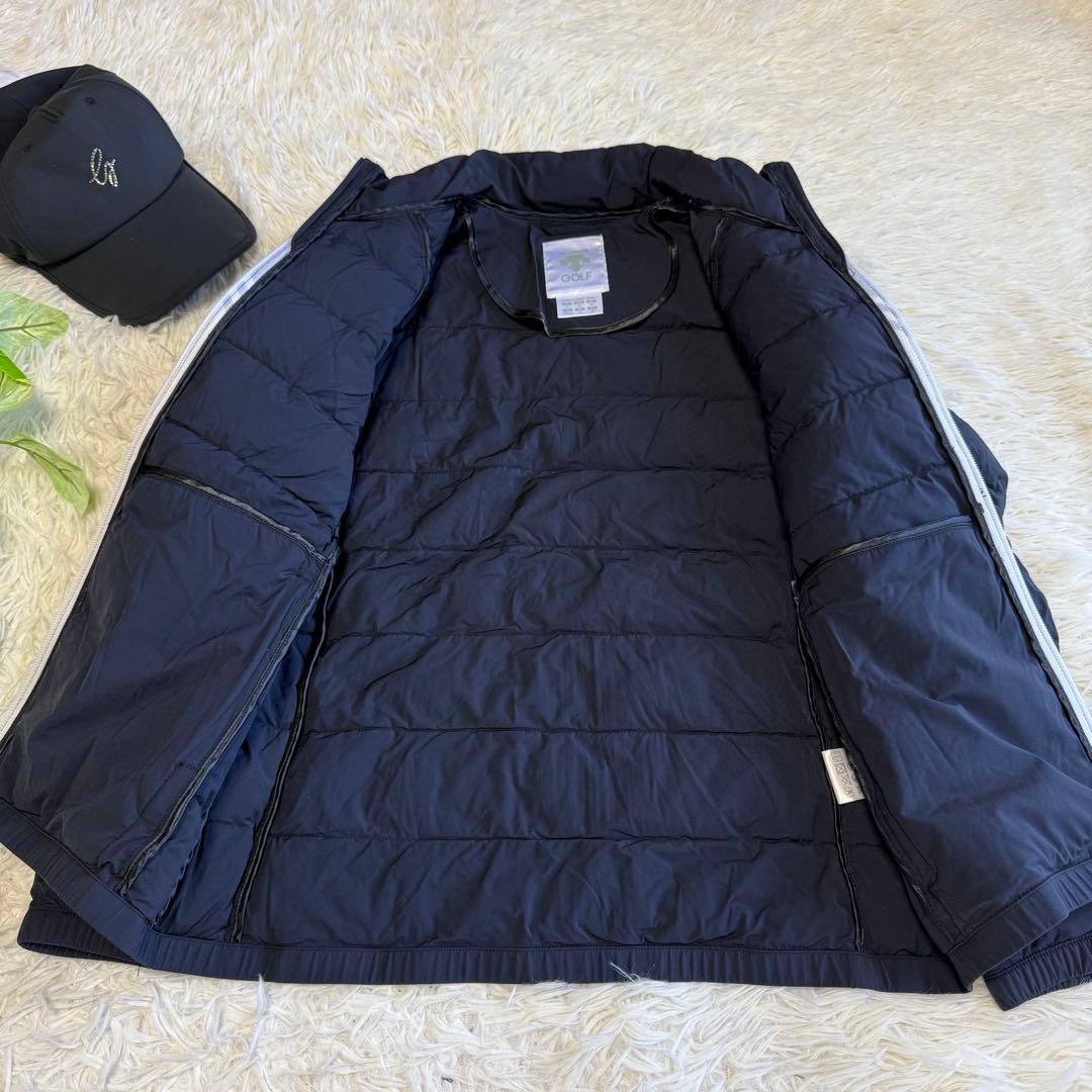 【デサントゴルフ】美品♡中綿ジャケット キルティング ジップロゴ ネイビー M