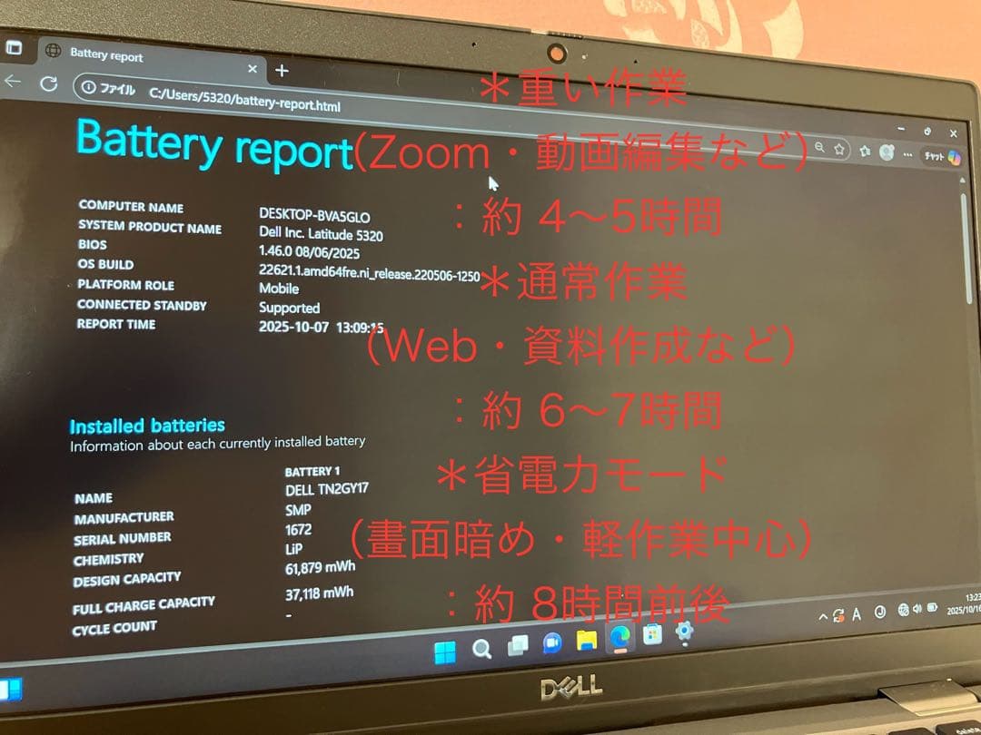 超軽量 Dell 5320第11世代 i7 16GB SSD 256GB