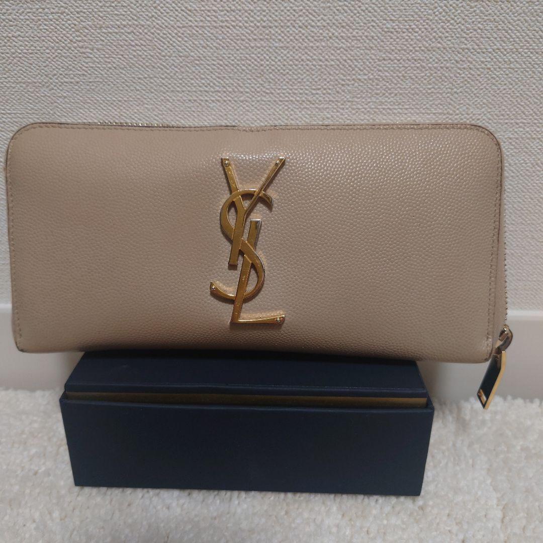 イブ・サンローラン　 ベージュ 長財布
