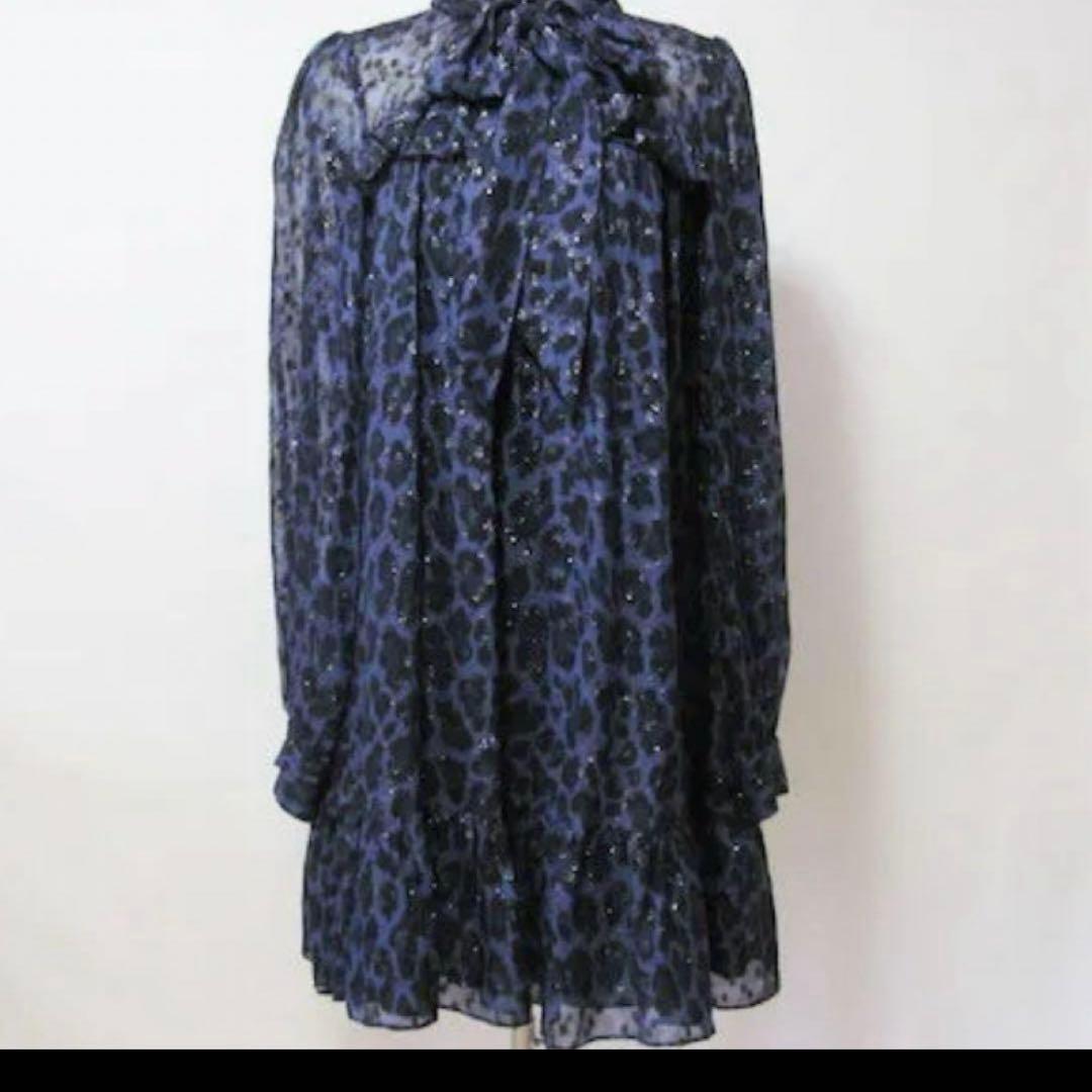 kate spade ケイトスペード ワンピース（S）紺/ネイビー 豹柄 フリル