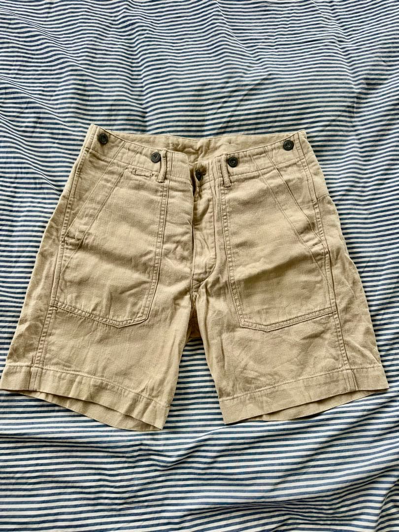 【RRL ダブルアールエル】ハーフパンツ　綿麻　ベージュ　30インチ