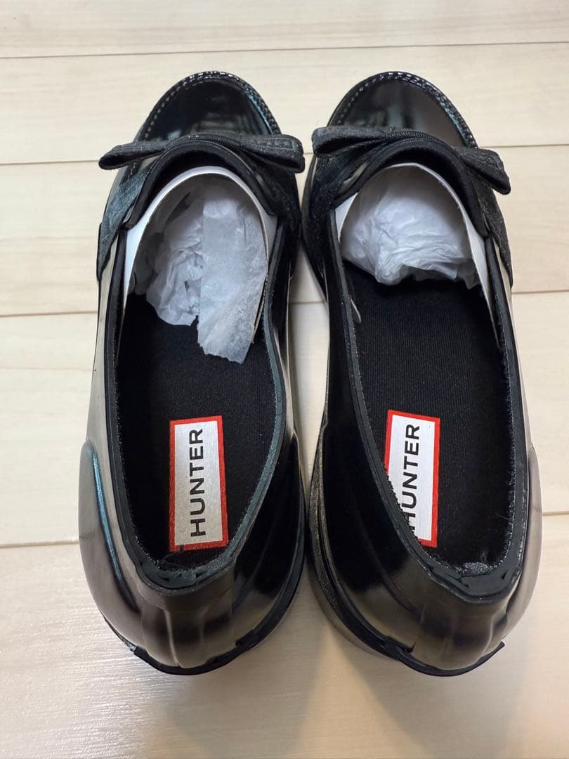 【新品】HUNTER グロス ペニーローファー ブラック UK6/25.0cm