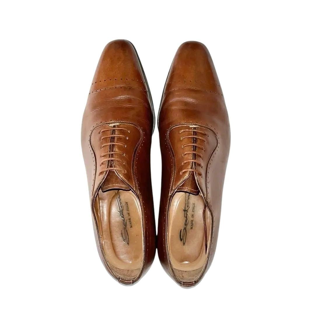 【美品】◾️サントーニ◾️オックスフォード◾️ストレートチップ◾️レザー◾️ブラウン