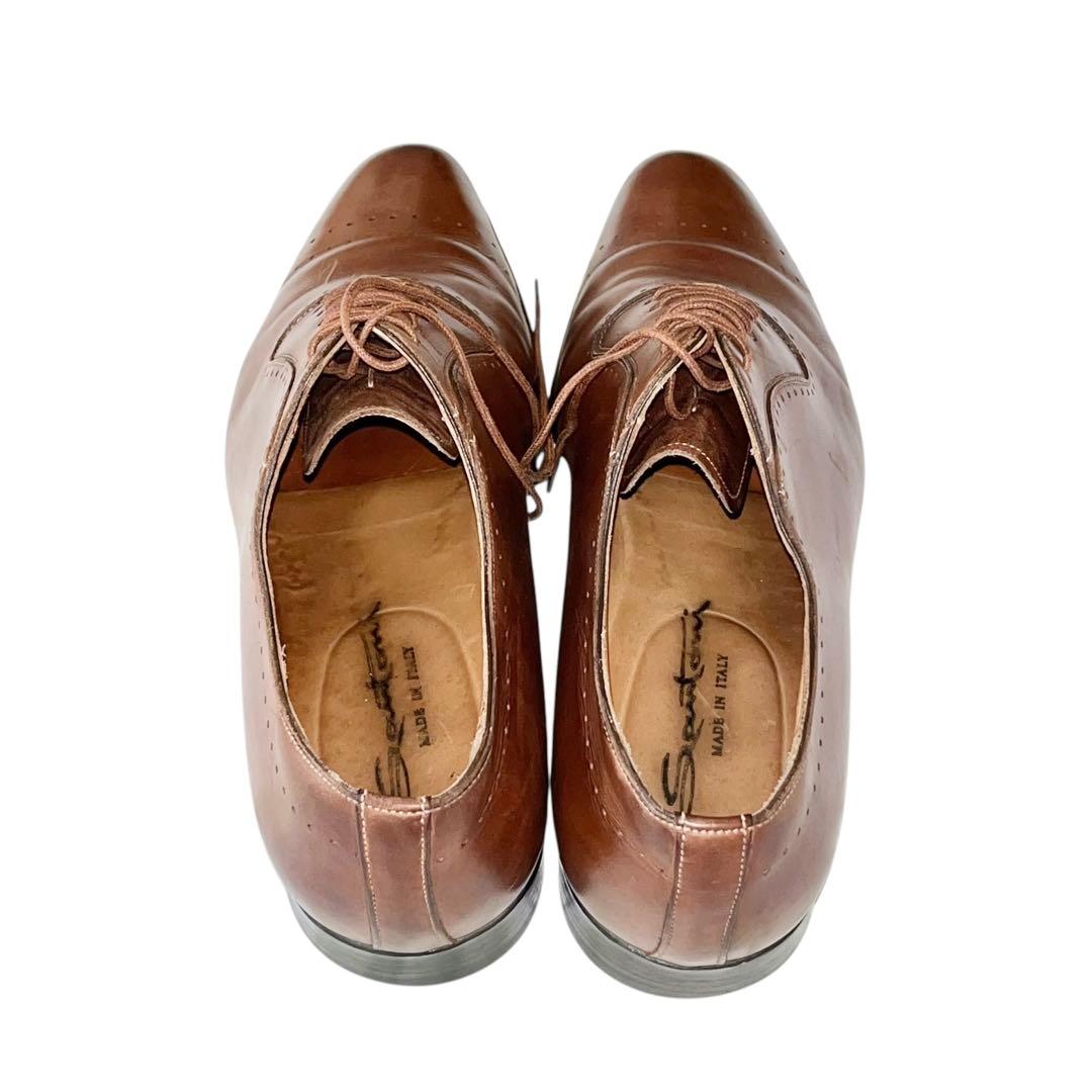 【美品】◾️サントーニ◾️オックスフォード◾️ストレートチップ◾️レザー◾️ブラウン