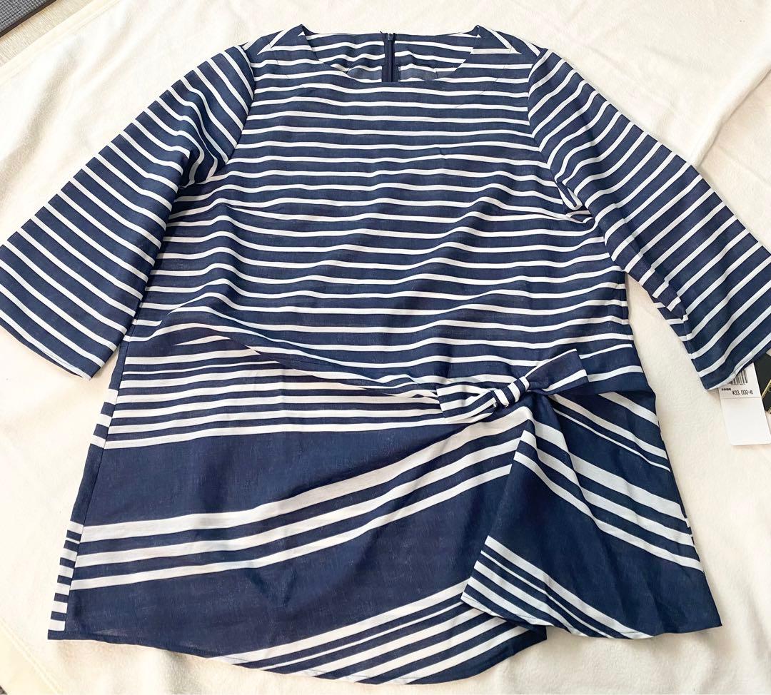 新品タグ付 レリアン ボーダー チュニック ブラウス 13+号 36,300円