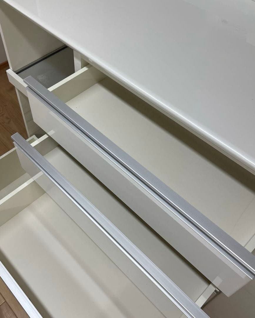 パモウナ　食器棚　白　幅艶あり　ハイタイプ　横140センチ