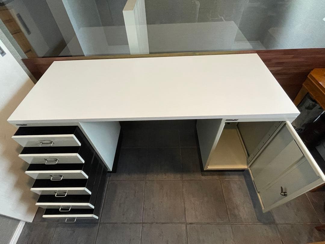 直接引取　超美品■BISLEYビスレー■デスクセット/スチールキャビネット/天板