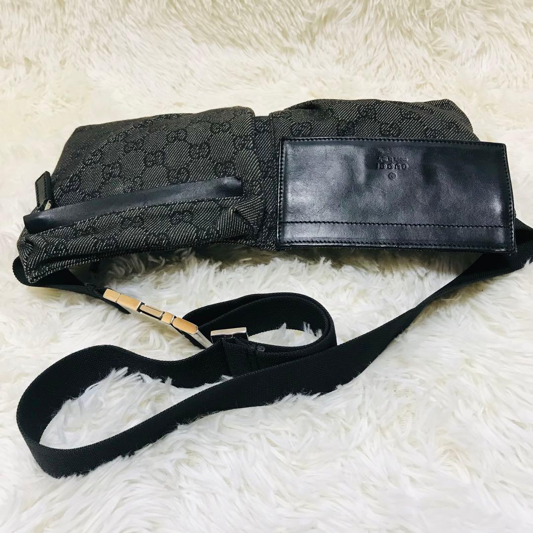 【極美品】グッチ ウエストポーチ GGスプリーム キャンバス ブラック