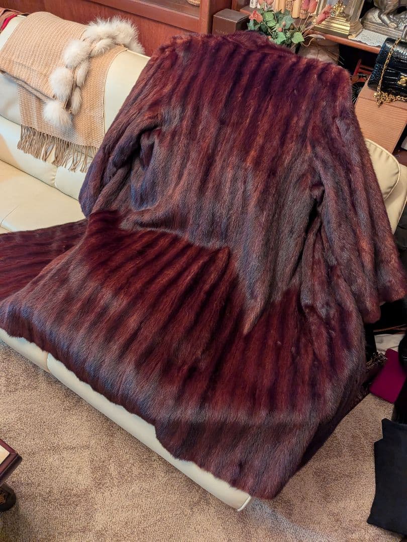 貴婦人の装い　最高級ウィーゼル毛皮ロングコート　オーダー品　呉服店購入