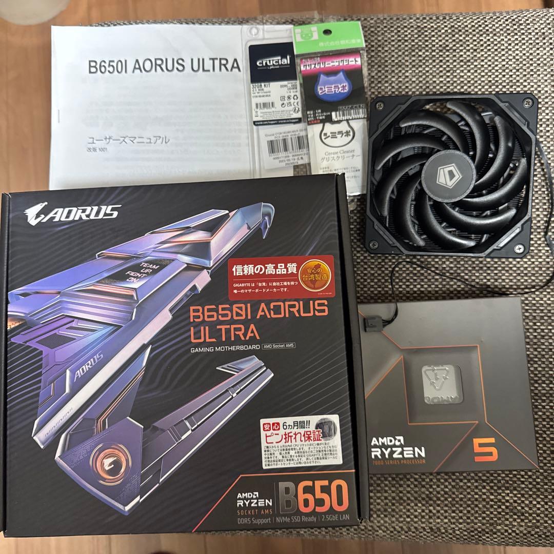 マザーボード B650i AORUS ULTRA+Ryzen5 7600X +Mem 32GB