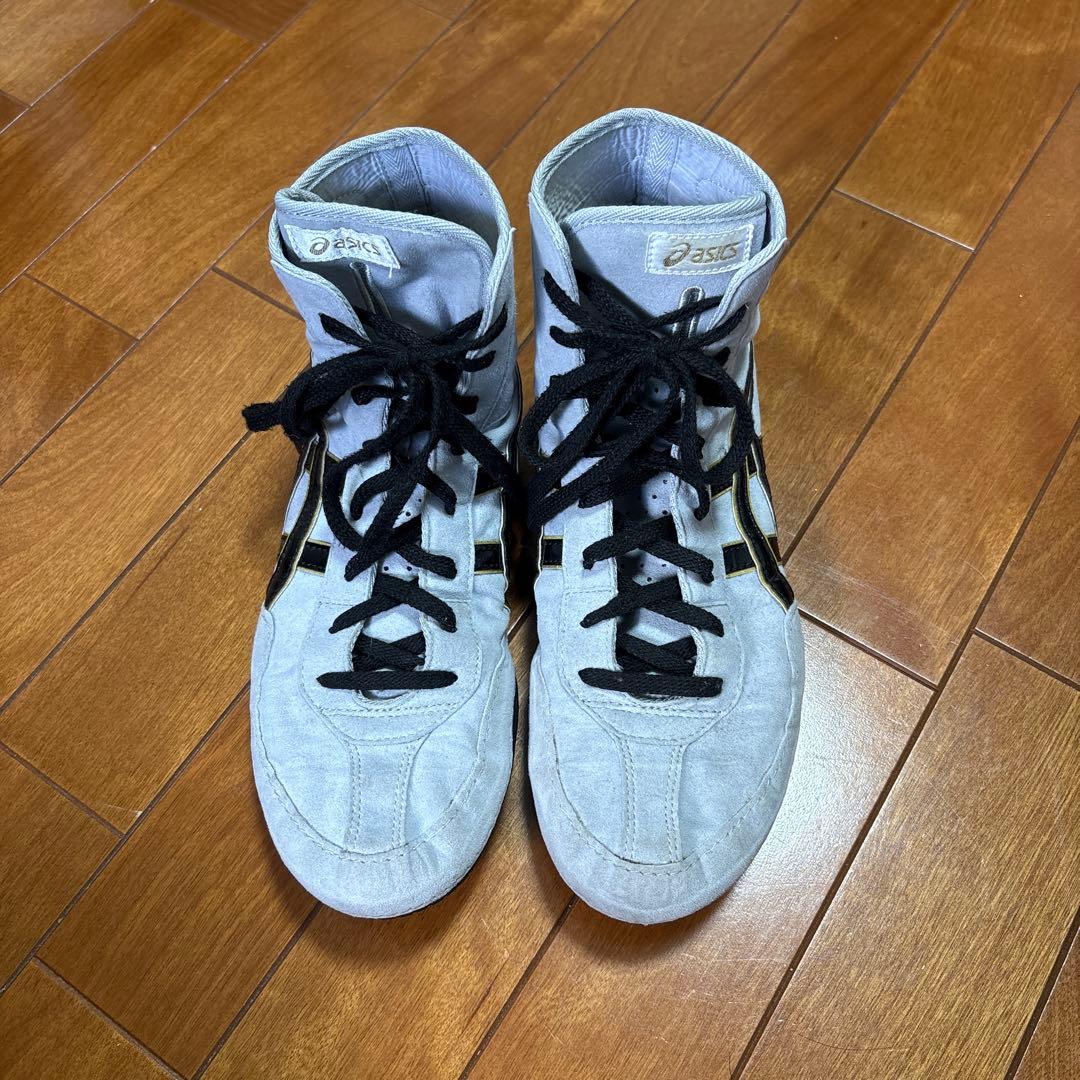 ASICS ハイカット ホワイト/ブラック　レスリングシューズ