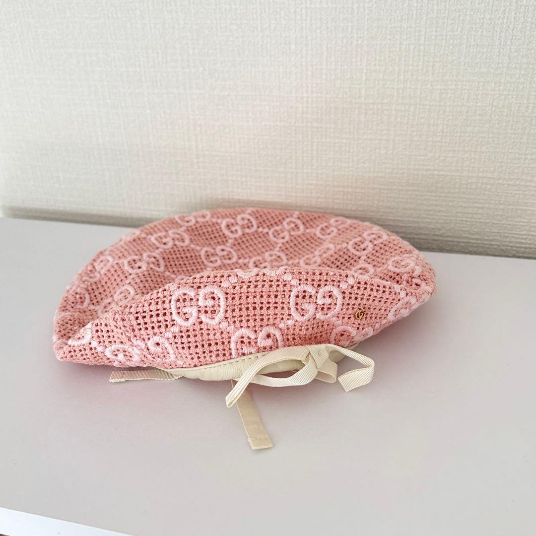 GUCCI ベレー帽 56cm S ピンク