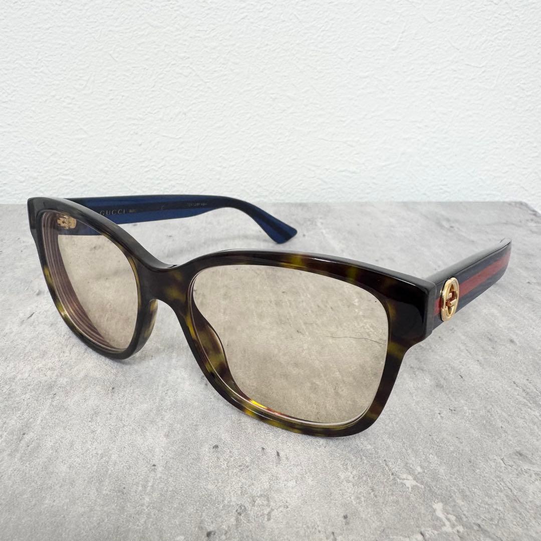 【美品】グッチ GUCCI サングラス ウエリントン シェリーライン 度入り