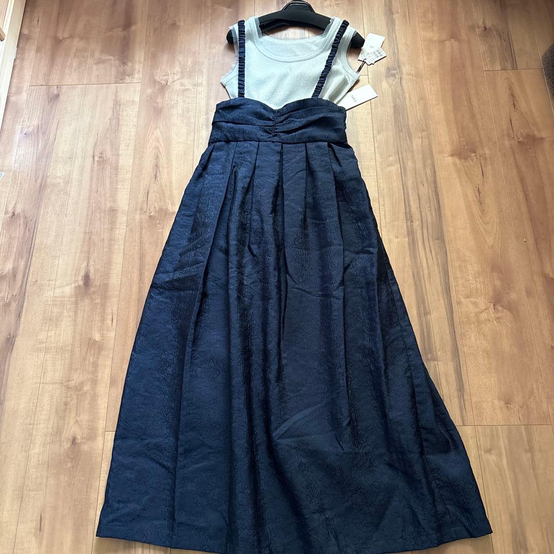 新品　coel vin 定価¥3万7800円　ロングワンピース　リブノースリーブ