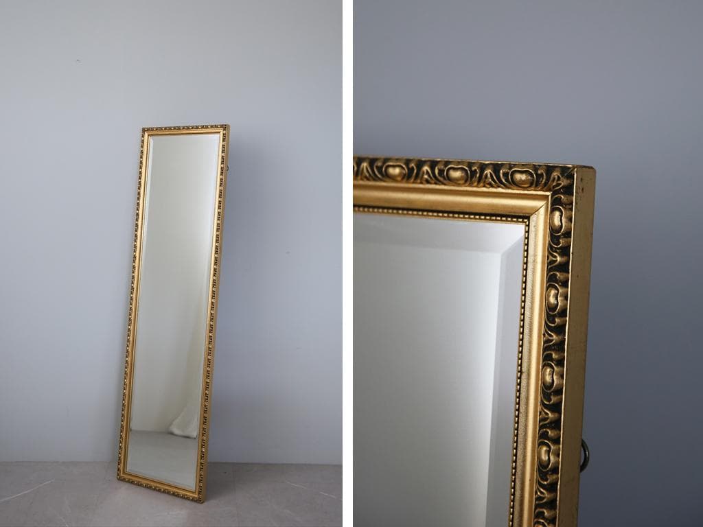 英国アンティークゴールドフレームミラー/壁掛け鏡ウォールミラー(79-114)