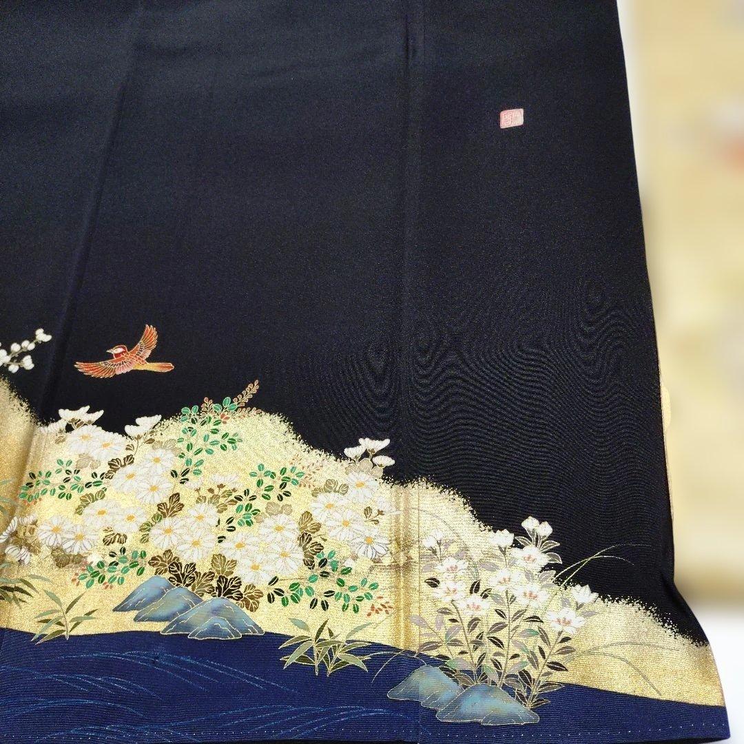黒留袖と袋帯セット　金彩　作家物　正絹　トールサイズ　帯長尺