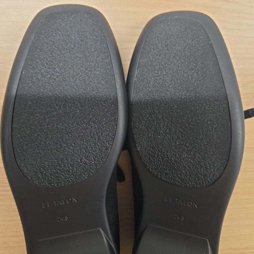 1度のみ着用【ルタロン　Lダブルリボンバレリーナ】ブラック24.5cm