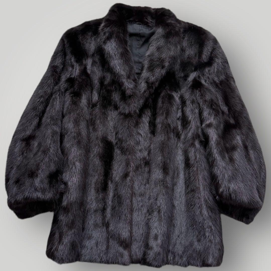 毛皮☆ブラックミンク MINK ファーコート なめし柔らか ハーフコート 11号