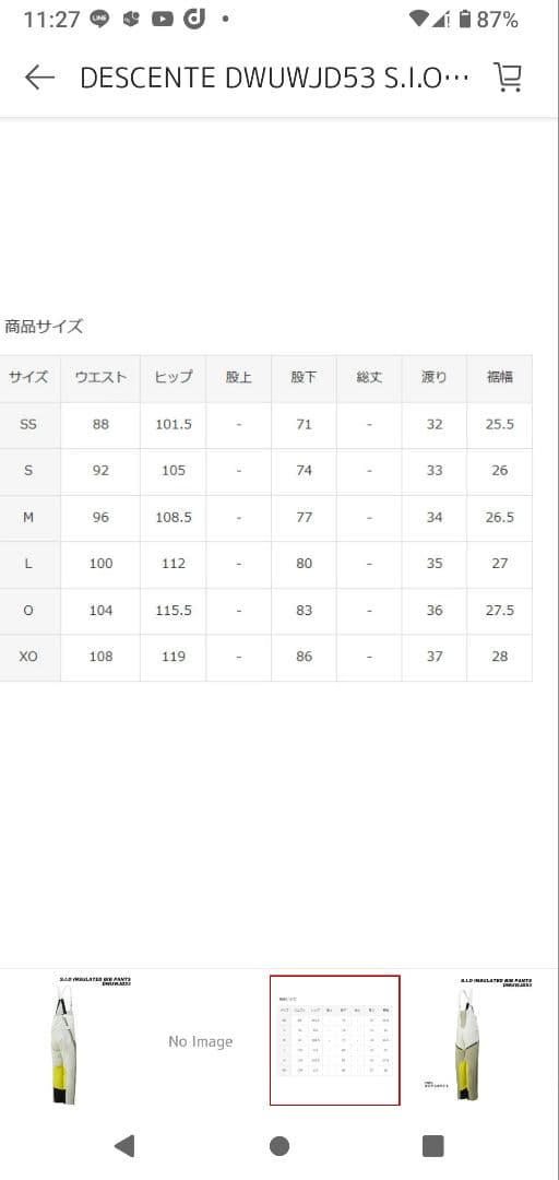 DESCENTE S.I.O インサレーテッドビブパンツ DWUWJD53