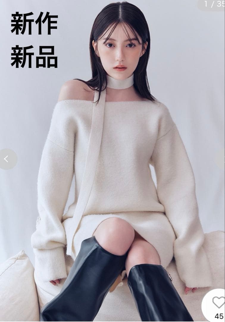 新作新品タグ付き　フレイアイディー♡フォックスウールミニニットワンピース