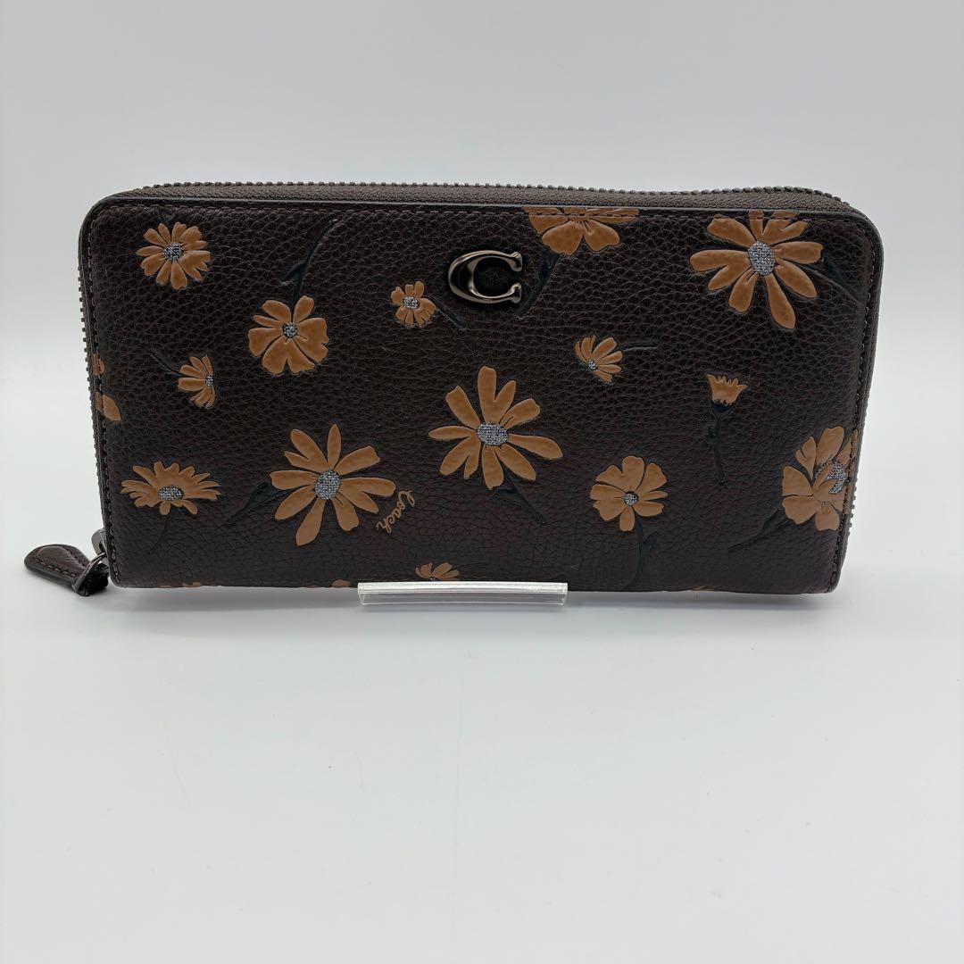 COACH コーチ アコーディオンジップ ウォレット フローラル 花柄 ラメ