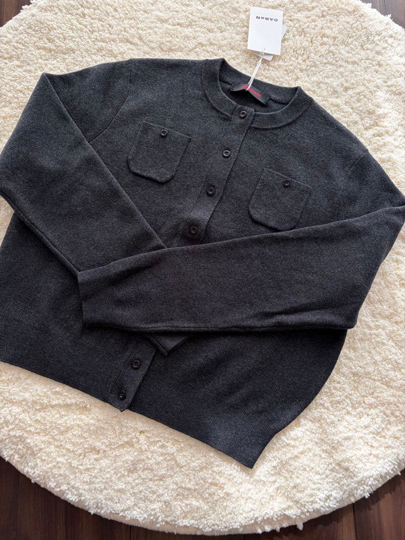 CABaN コットンカシミヤ クルーネックカーディガン チャコールグレー