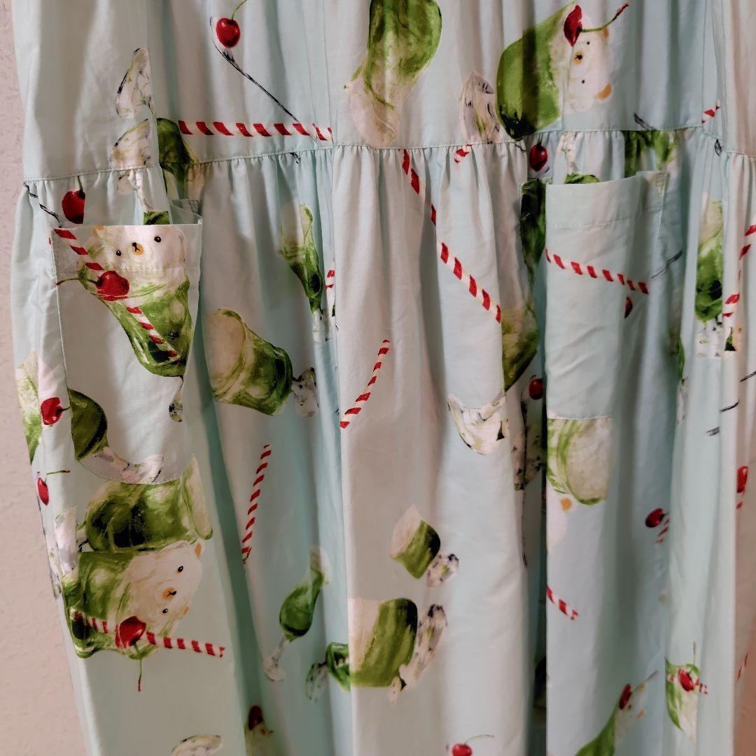 ピンクハウス　クリームソーダプリントミディワンピース