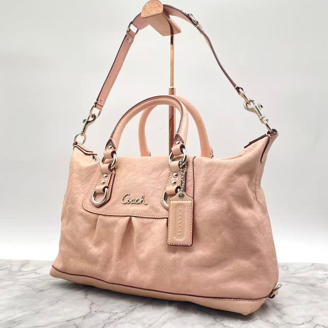 コーチ　ショルダーバッグ　2way 肩掛け　斜め掛け　ピンク　15445