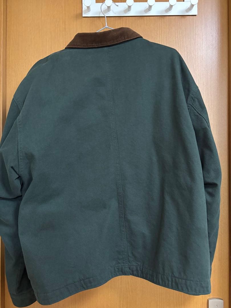グリーン コーデュロイ襟ワークジャケット