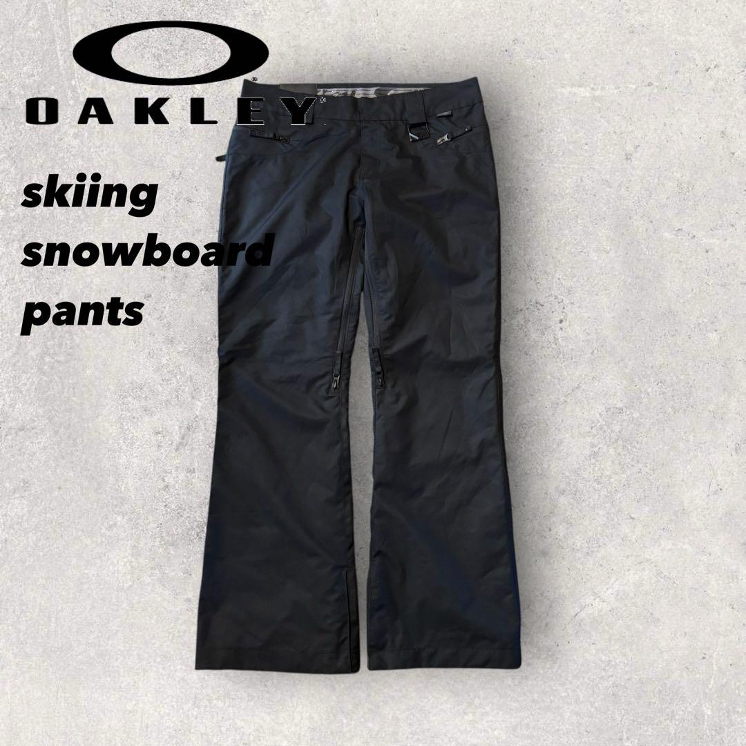 【オークリー】スキー　スノボーパンツ　M 黒　刺繍ロゴ　11年製　希少品　k