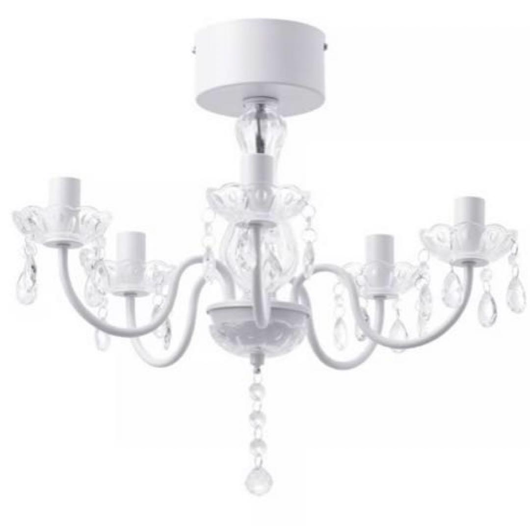 IKEA FYRTIO シャンデリア5灯 ホワイト 電球付き 北欧 クリスタル調