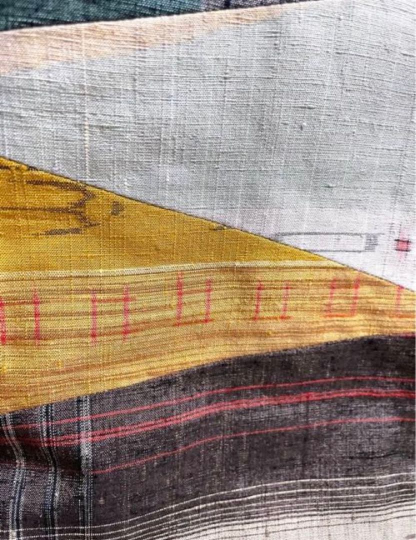 総切り嵌め 贅沢な逸品 赤の通し裏 真綿紬