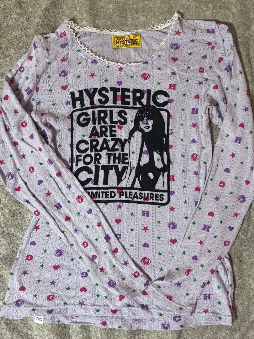 ヒステリックグラマー 長袖 総柄 Tシャツ カットソー 紫