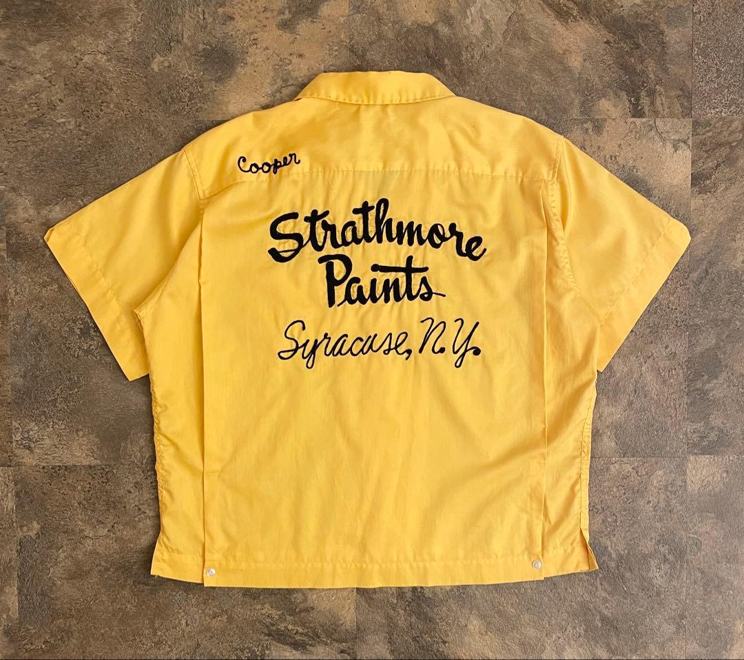 70s HILTON（ヒルトン）青タグ ボーリングシャツ 豪華刺繍 L