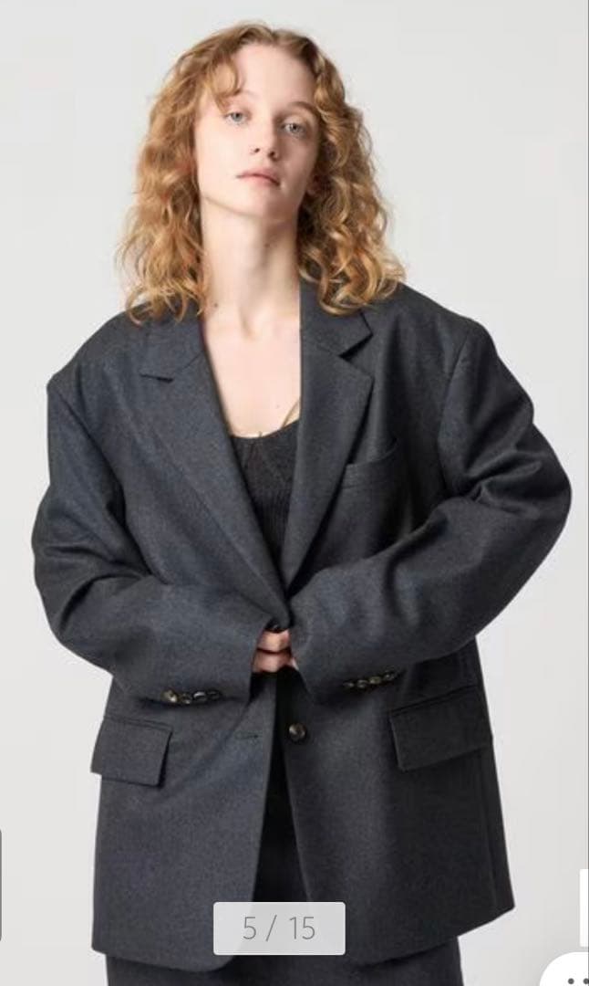 6（ROKU）フラノグレージャケット オーバーサイズ M〜Lサイズ相当