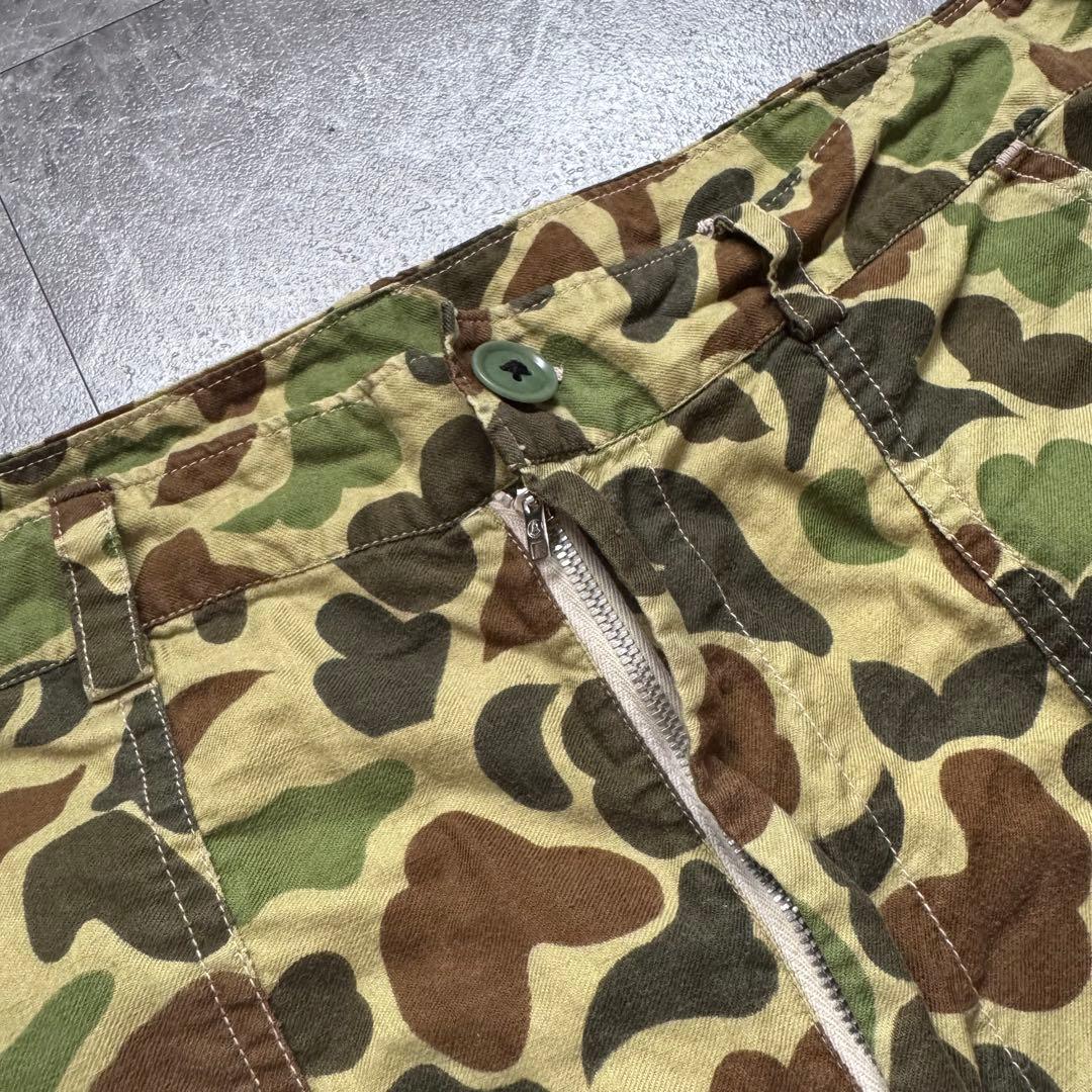 【極太】70s ダックハンターカモパンツ　迷彩ベイカーパンツ