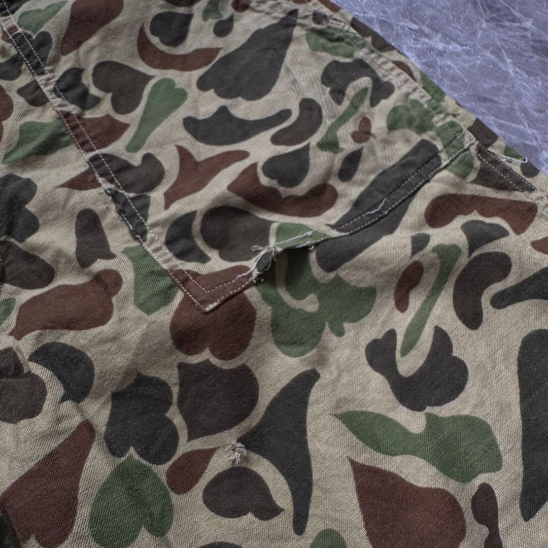 【極太】70s ダックハンターカモパンツ　迷彩ベイカーパンツ