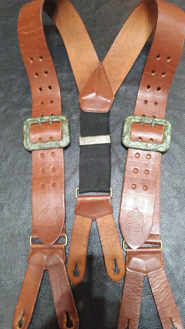 J*様 EVISU エヴィス　本革レザー サスペンダー 　ブラウン