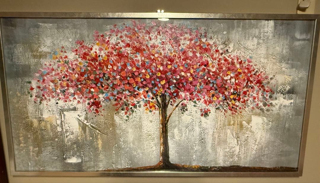 抽象画 花の木 フレーム付き 大きめ