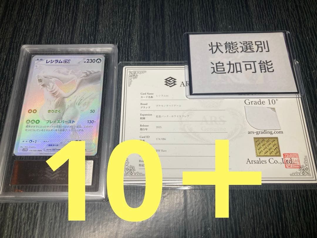 鑑定書付【ARS10＋　レシラムex BWR SV11W ホワイトフレア