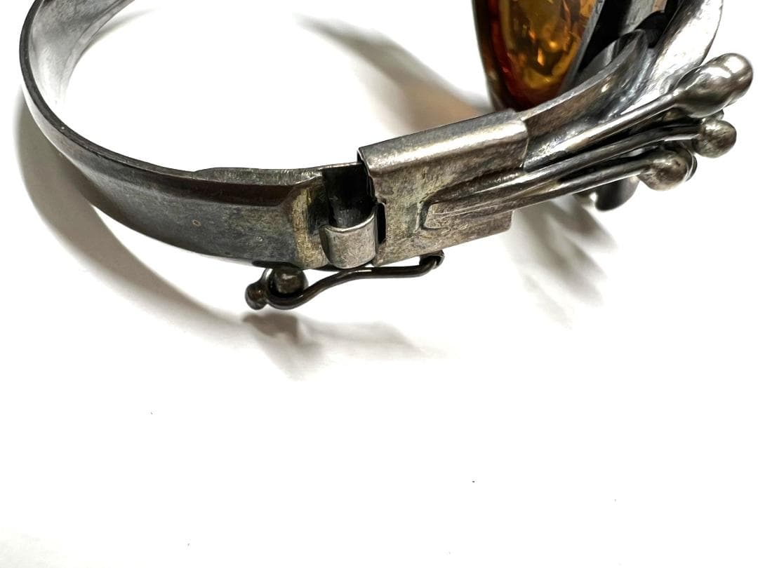 シルバー【925】アンティーク ヴィンテージ 琥珀 バングル ブレスレット