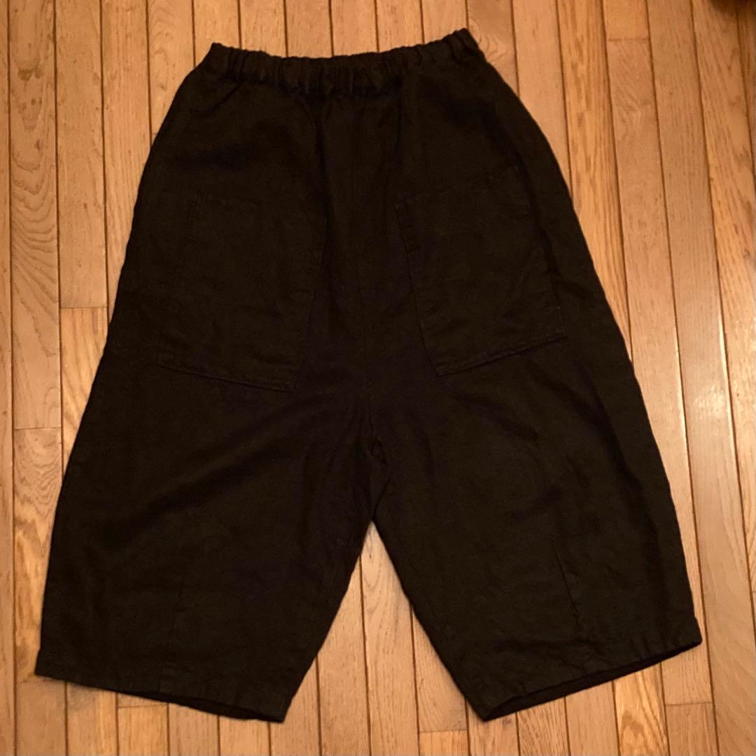 tumugu ソリトリネン8分丈パンツ 黒